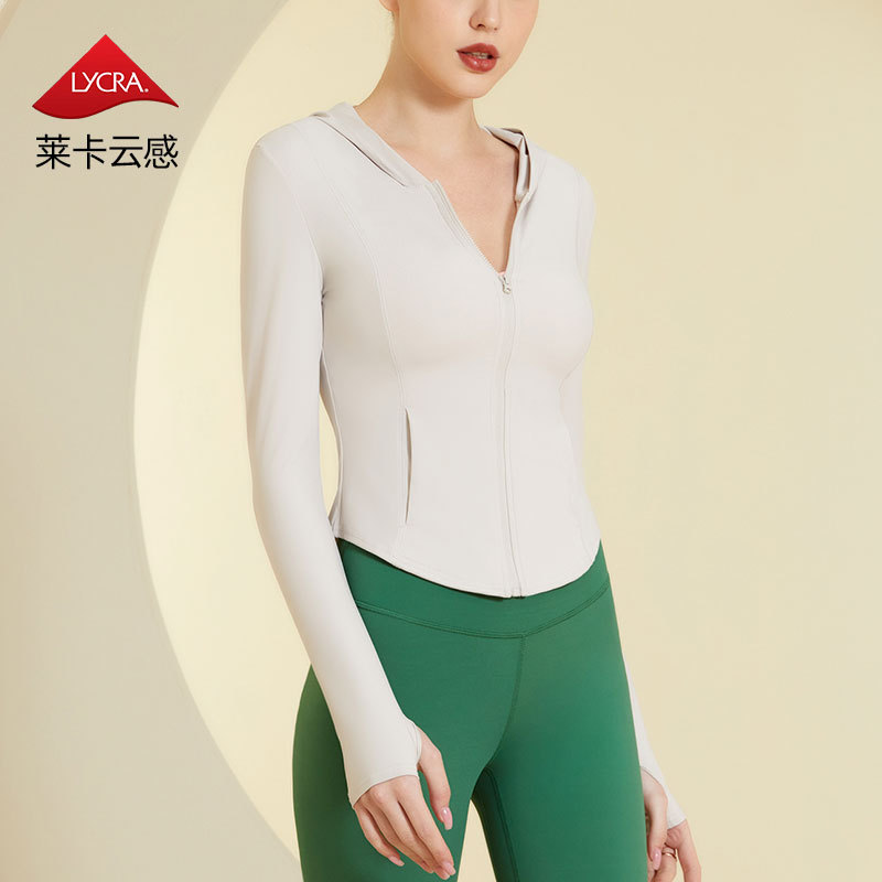 Spring New Professional Premium Hooded Long Sleeve Morning Running Fashion Sports Running Fitness Suit Women's Yoga Coat